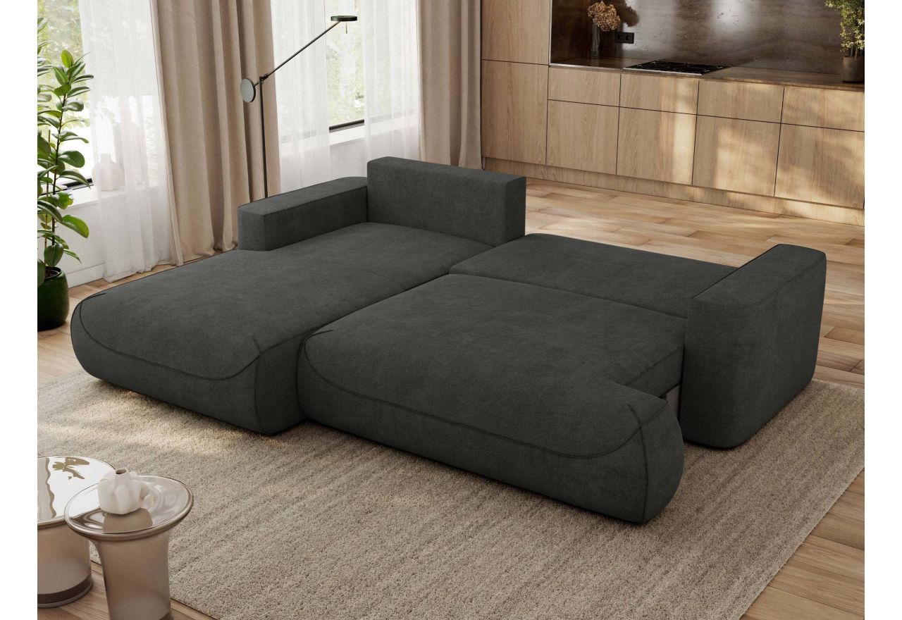 Narożnik - OVO L - strona lewa - ciemnoszary, struktura