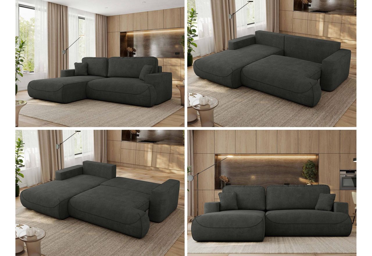 Narożnik - OVO L - strona lewa - ciemnoszary, struktura