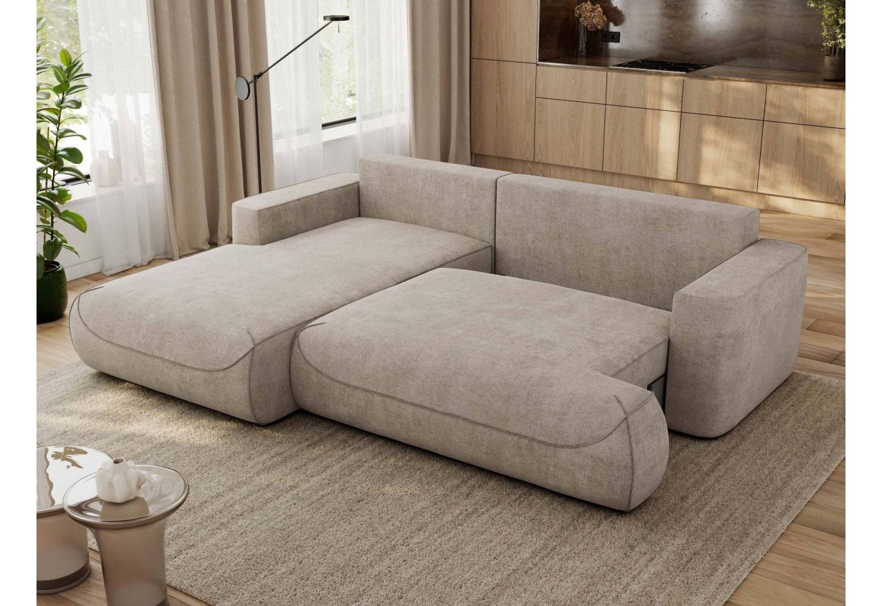 Narożnik - OVO L - strona lewa - beżowy, struktura