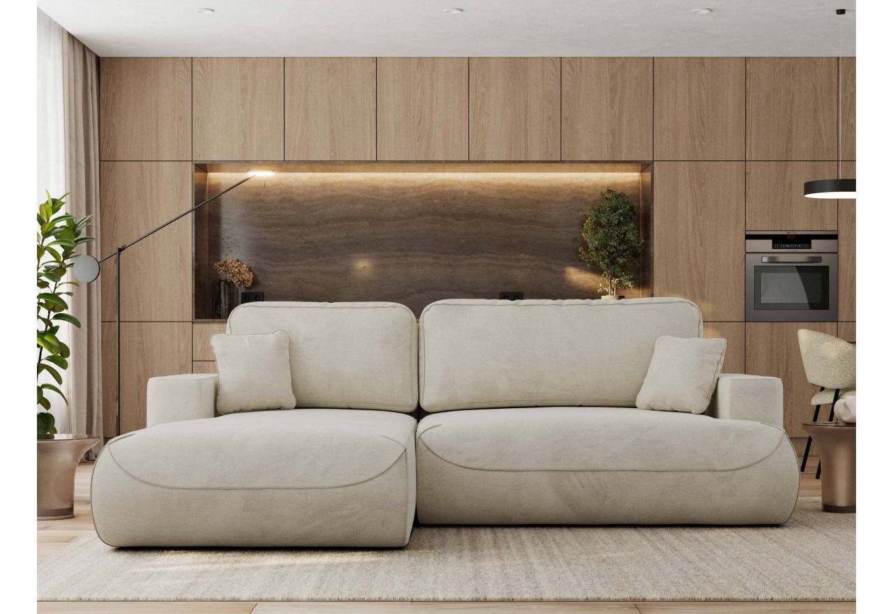 Narożnik - OVO L - strona lewa - beżowy, welwet