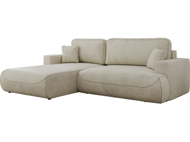 Narożnik - OVO L - strona lewa - beżowy, welwet