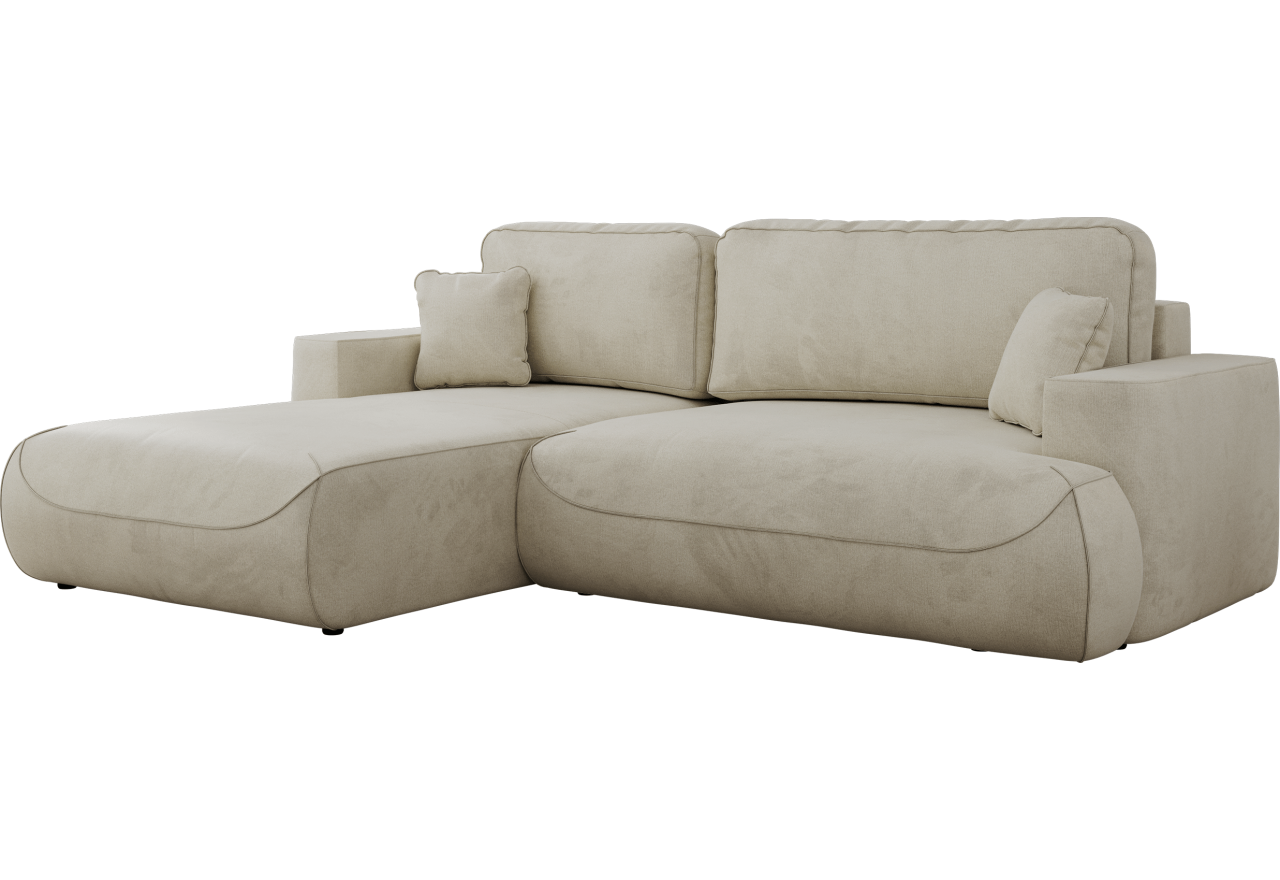 Narożnik - OVO L - strona lewa - beżowy, welwet