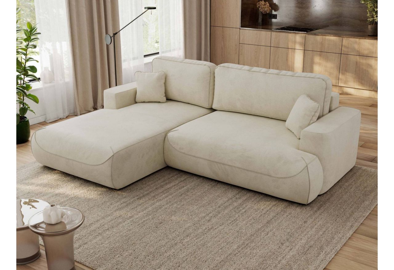 Narożnik - OVO L - strona lewa - beżowy, welwet