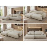 Narożnik - OVO L - strona lewa - beżowy, welwet