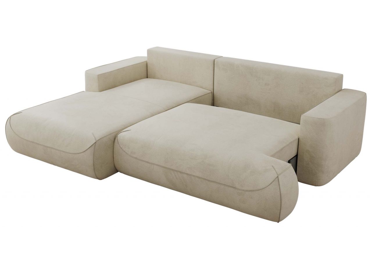 Narożnik - OVO L - strona lewa - beżowy, welwet