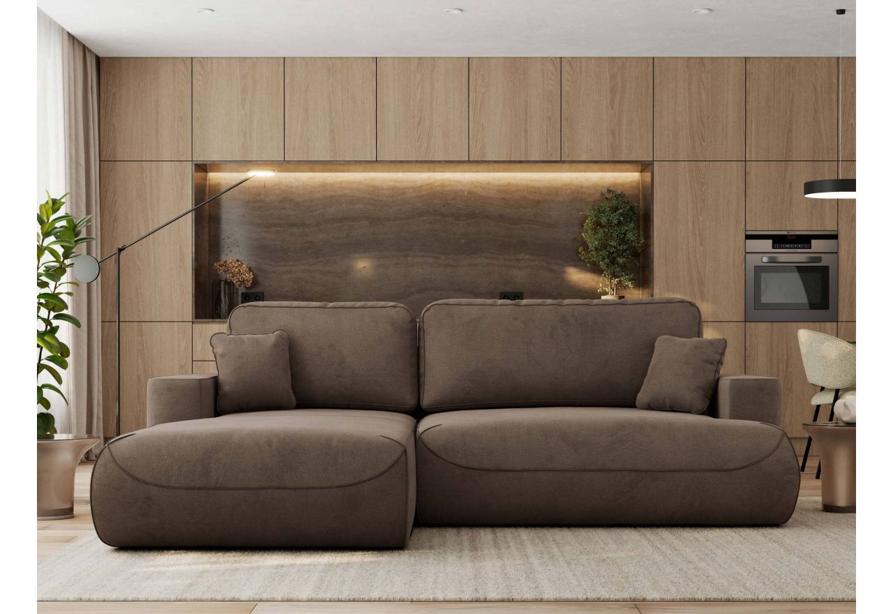 Narożnik - OVO L - strona lewa - brązowy, welwet