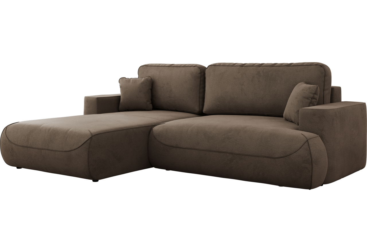 Narożnik - OVO L - strona lewa - brązowy, welwet