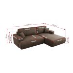 Narożnik - OVO L - strona lewa - brązowy, welwet