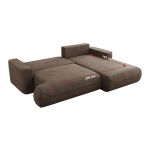 Narożnik - OVO L - strona lewa - brązowy, welwet