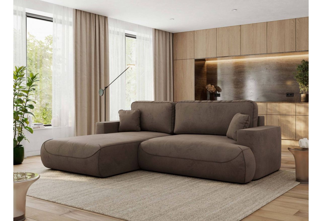 Narożnik - OVO L - strona lewa - brązowy, welwet