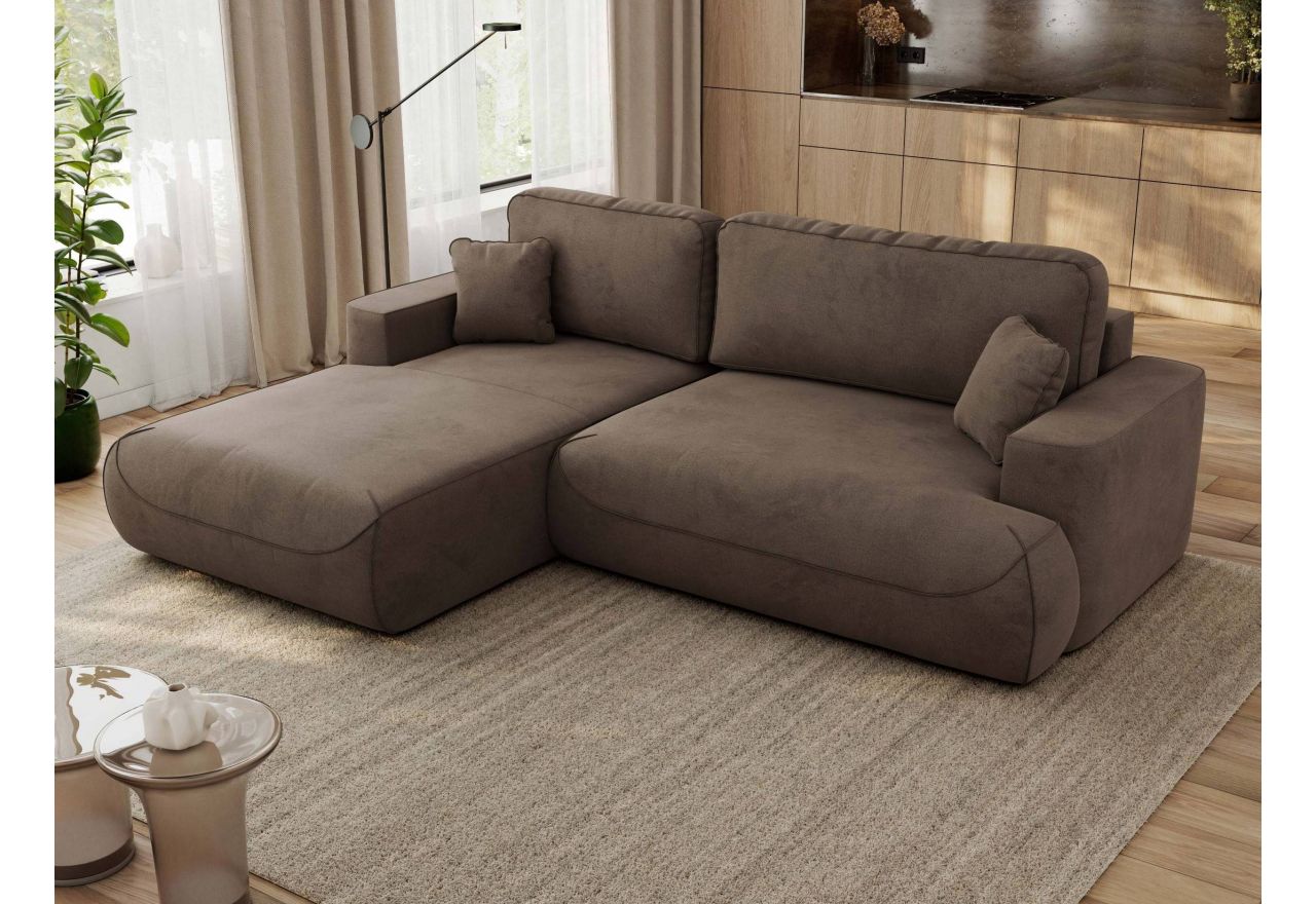 Narożnik - OVO L - strona lewa - brązowy, welwet