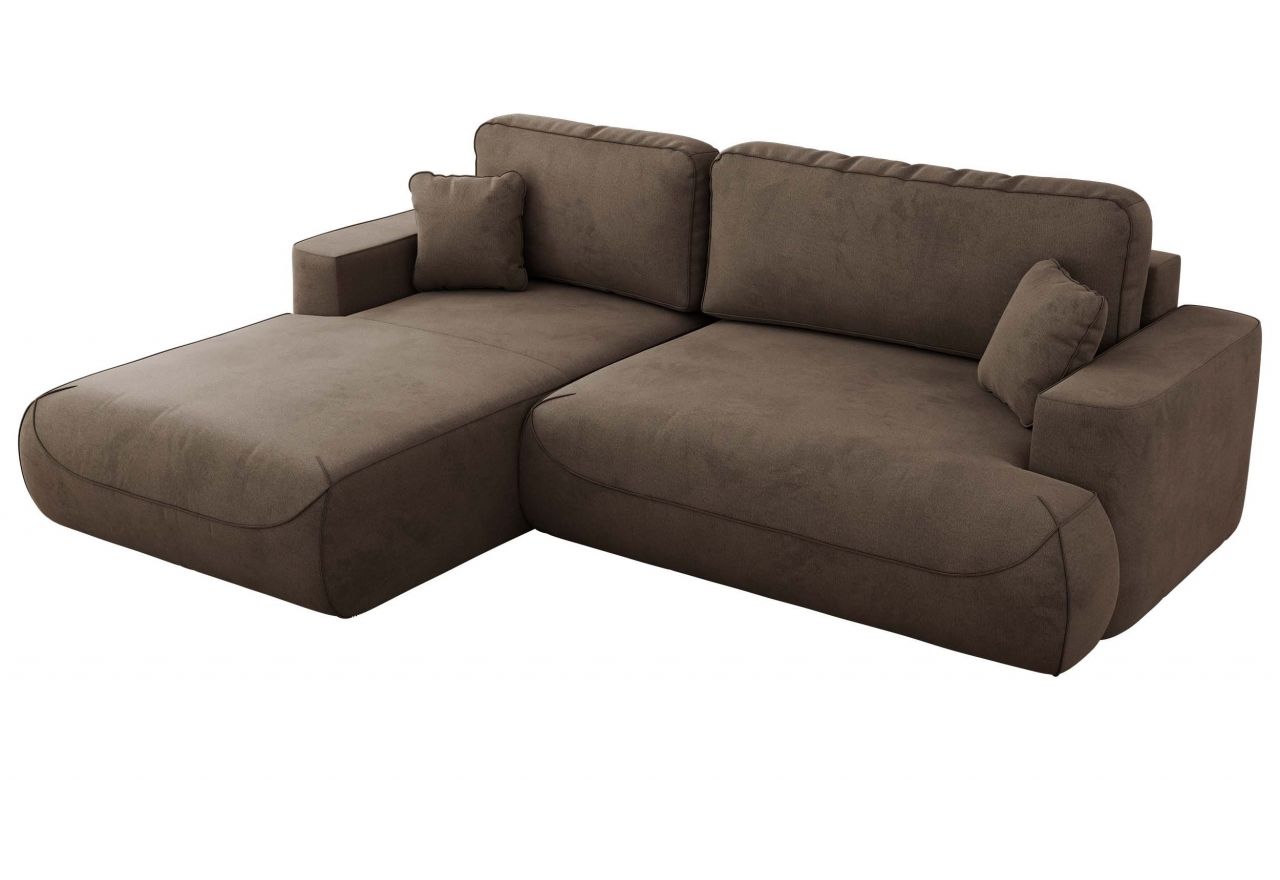 Narożnik - OVO L - strona lewa - brązowy, welwet