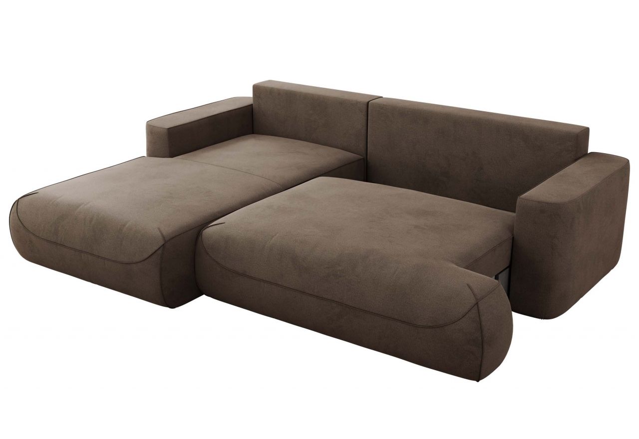 Narożnik - OVO L - strona lewa - brązowy, welwet