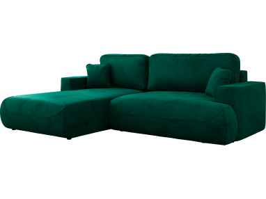 Narożnik - OVO L - strona lewa - ciemnozielony, welwet