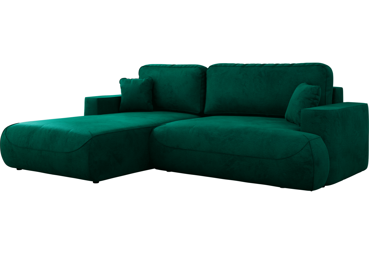 Narożnik - OVO L - strona lewa - ciemnozielony, welwet
