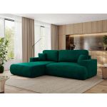 Narożnik - OVO L - strona lewa - ciemnozielony, welwet