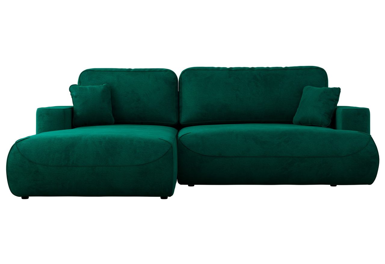 Narożnik - OVO L - strona lewa - ciemnozielony, welwet