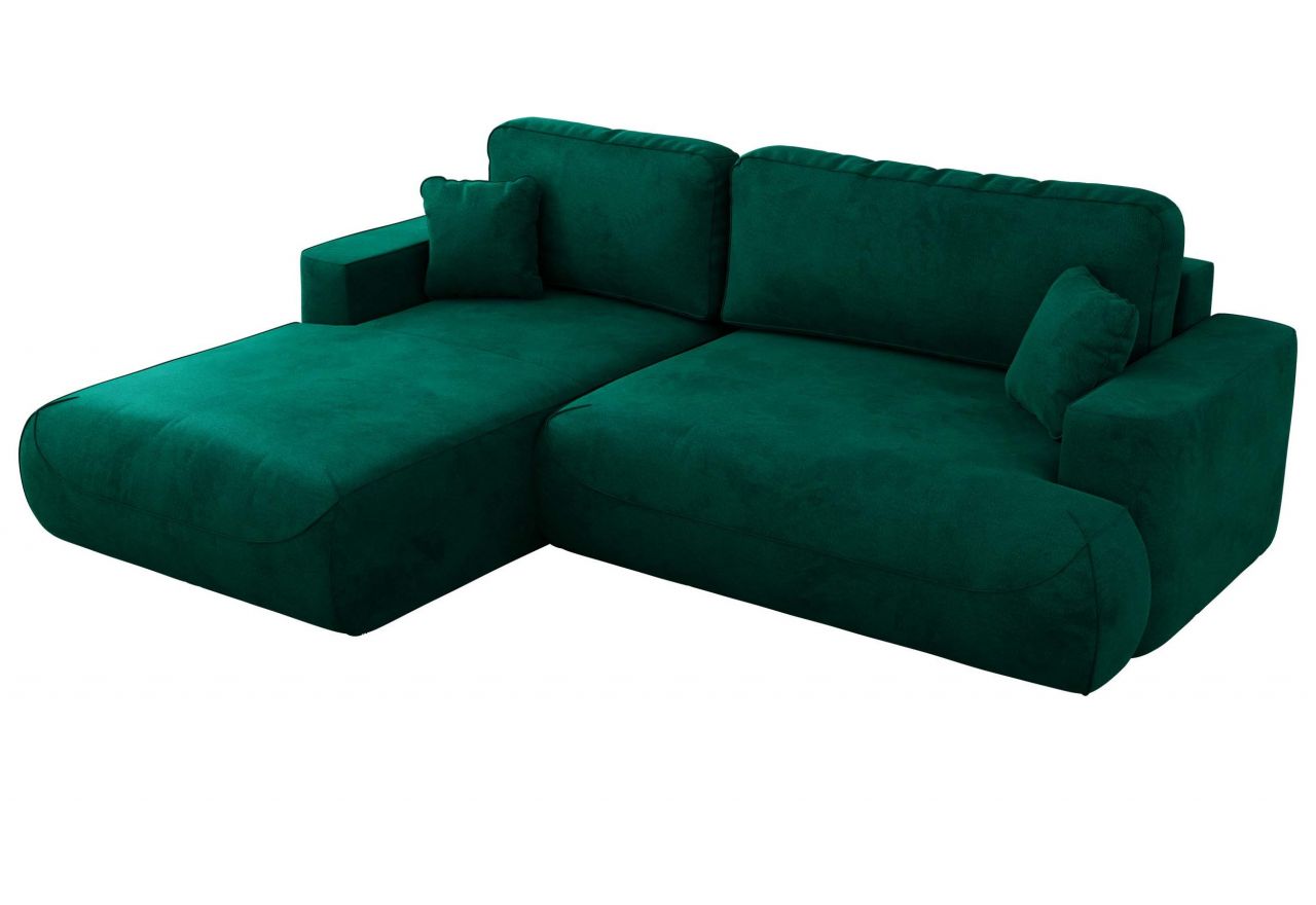Narożnik - OVO L - strona lewa - ciemnozielony, welwet