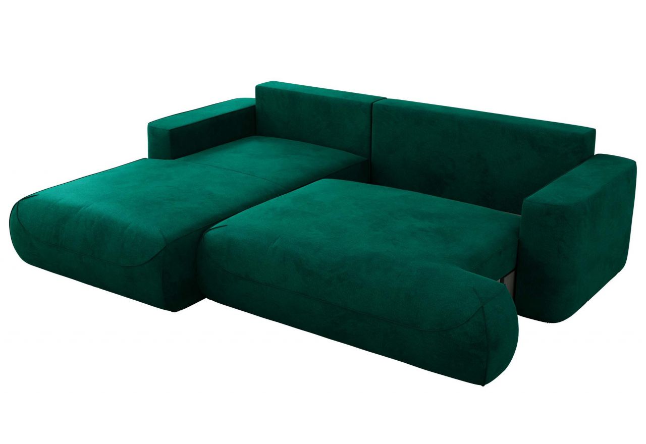 Narożnik - OVO L - strona lewa - ciemnozielony, welwet