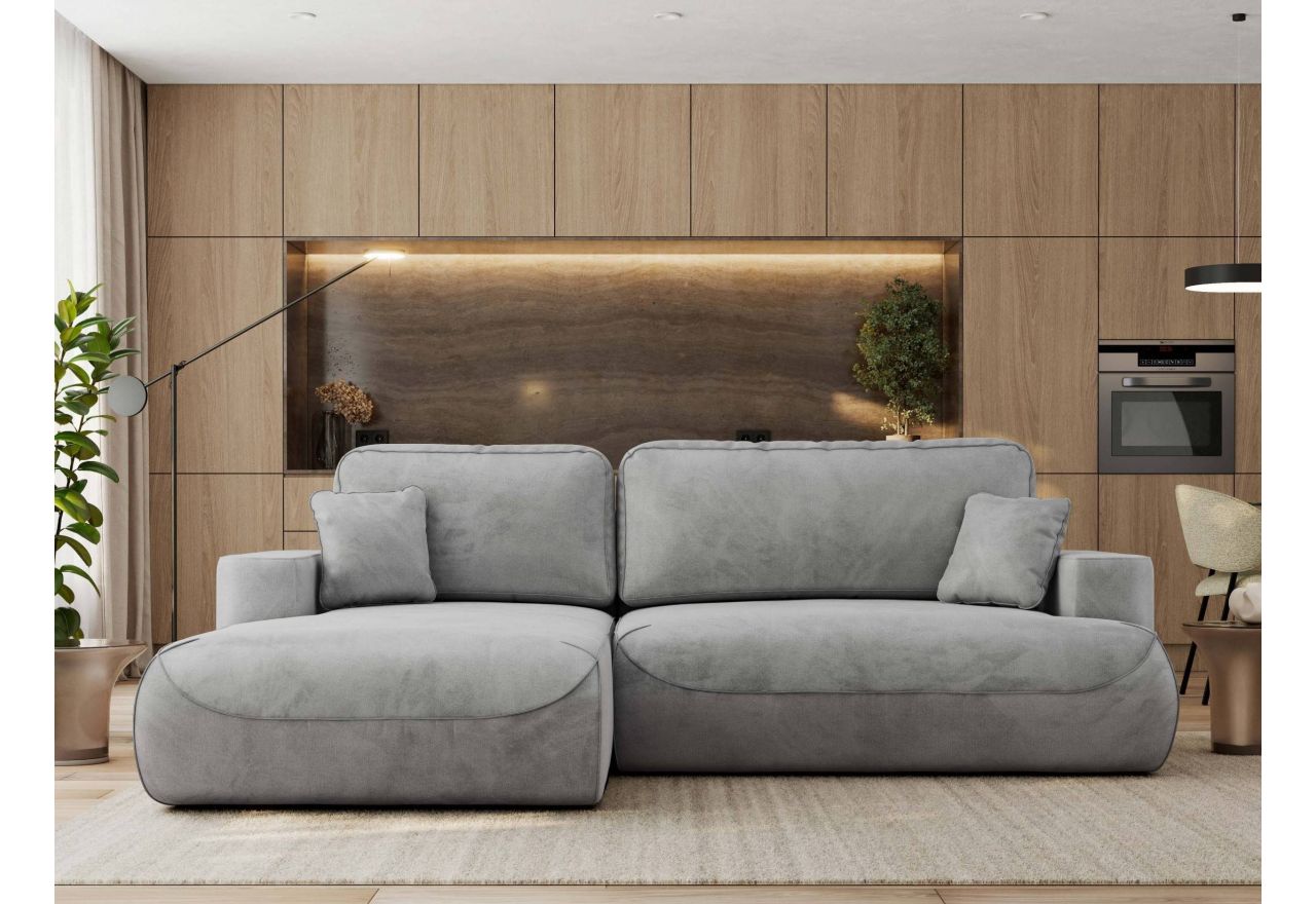 Narożnik - OVO L - strona lewa - jasnoszary, welwet