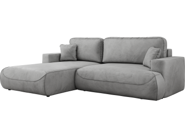 Narożnik - OVO L - strona lewa - jasnoszary, welwet