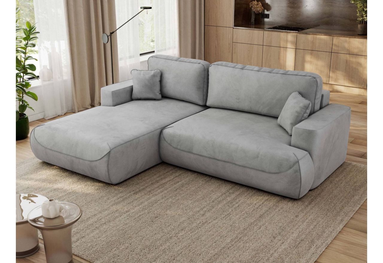 Narożnik - OVO L - strona lewa - jasnoszary, welwet