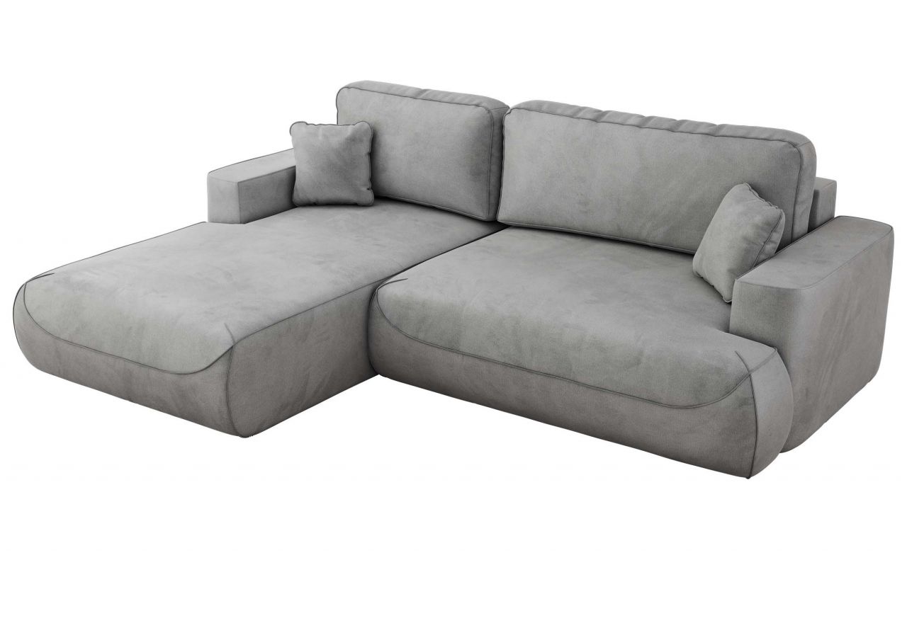 Narożnik - OVO L - strona lewa - jasnoszary, welwet