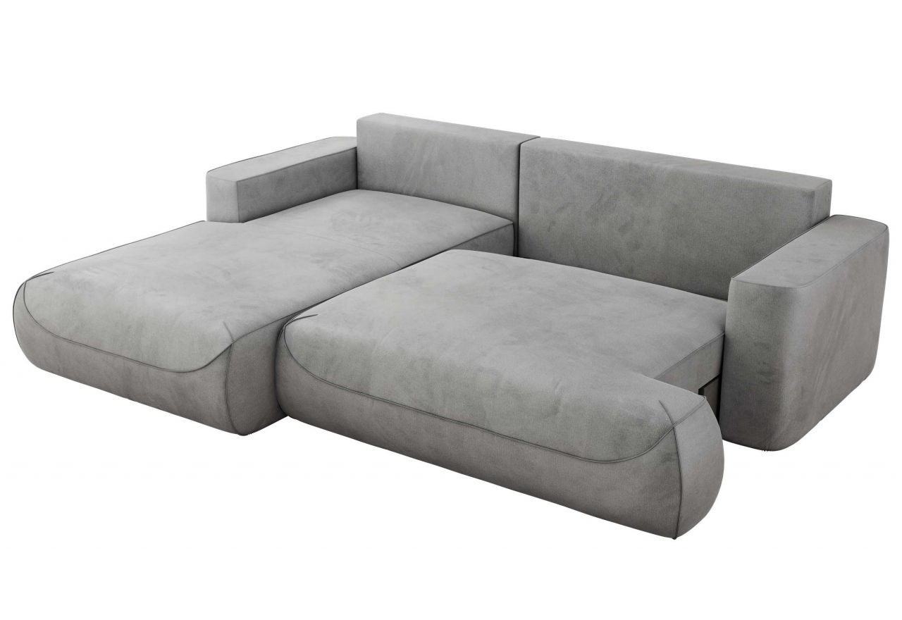 Narożnik - OVO L - strona lewa - jasnoszary, welwet