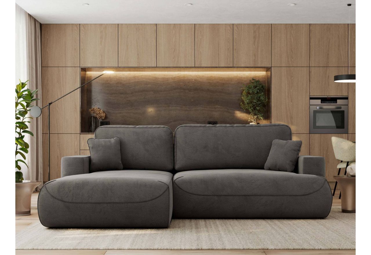 Narożnik - OVO L - strona lewa - ciemnoszary, welwet