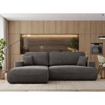 Narożnik - OVO L - strona lewa - ciemnoszary, welwet