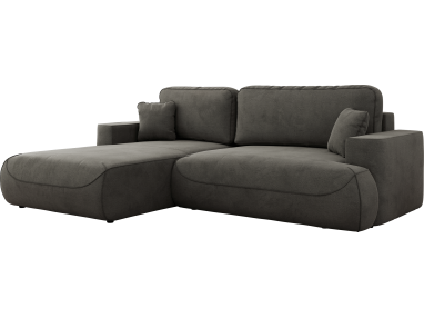 Narożnik - OVO L - strona lewa - ciemnoszary, welwet