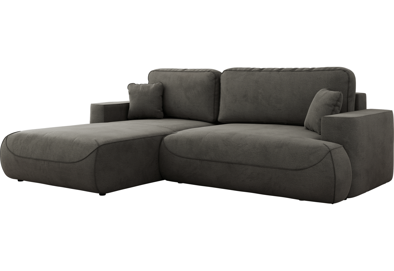 Narożnik - OVO L - strona lewa - ciemnoszary, welwet