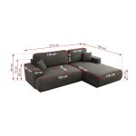 Narożnik - OVO L - strona lewa - ciemnoszary, welwet