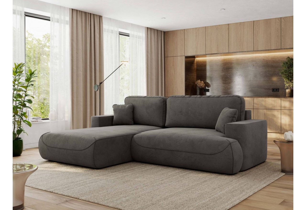 Narożnik - OVO L - strona lewa - ciemnoszary, welwet