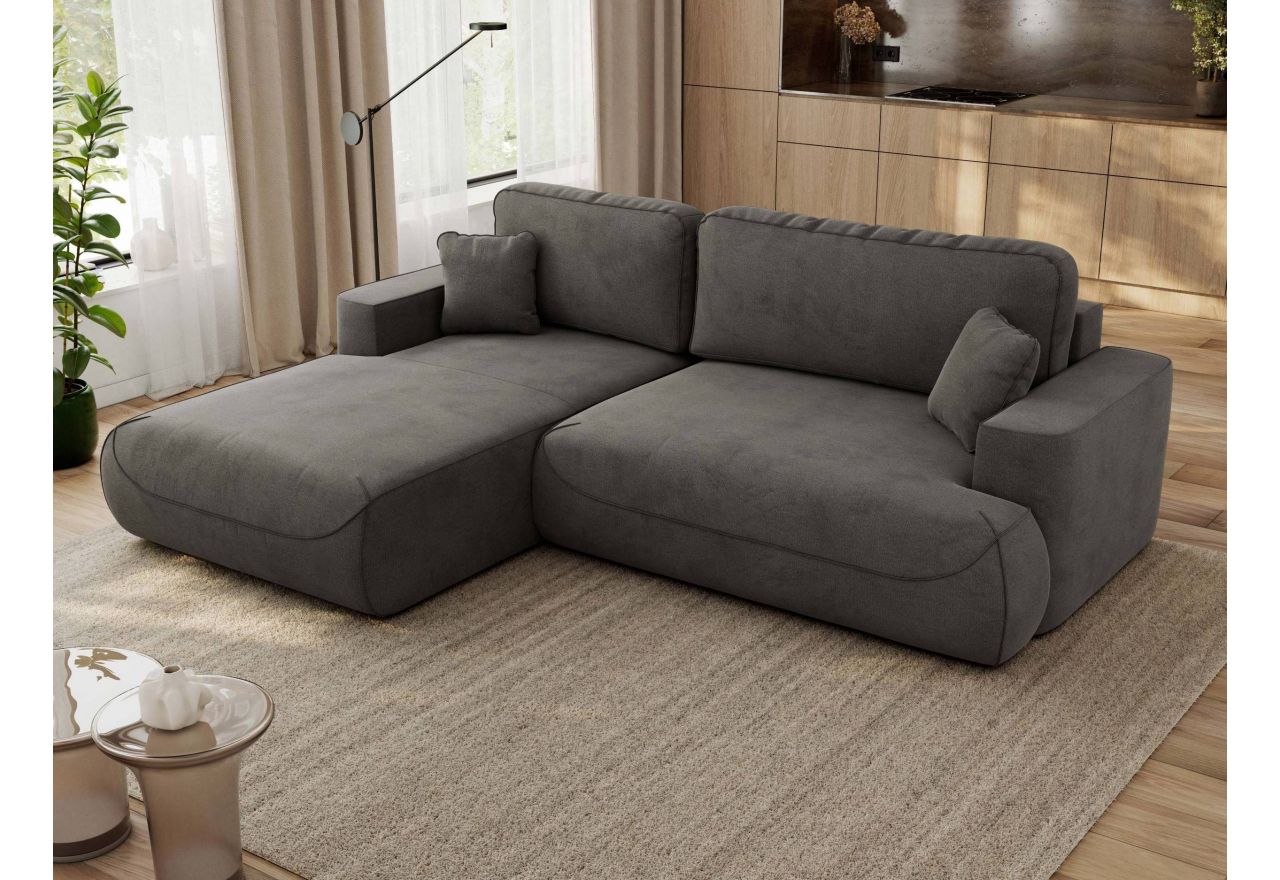 Narożnik - OVO L - strona lewa - ciemnoszary, welwet