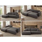 Narożnik - OVO L - strona lewa - ciemnoszary, welwet