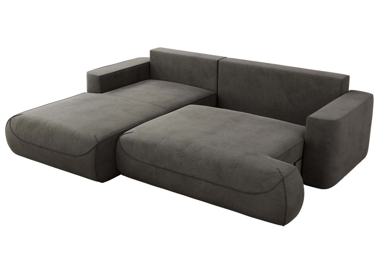 Narożnik - OVO L - strona lewa - ciemnoszary, welwet