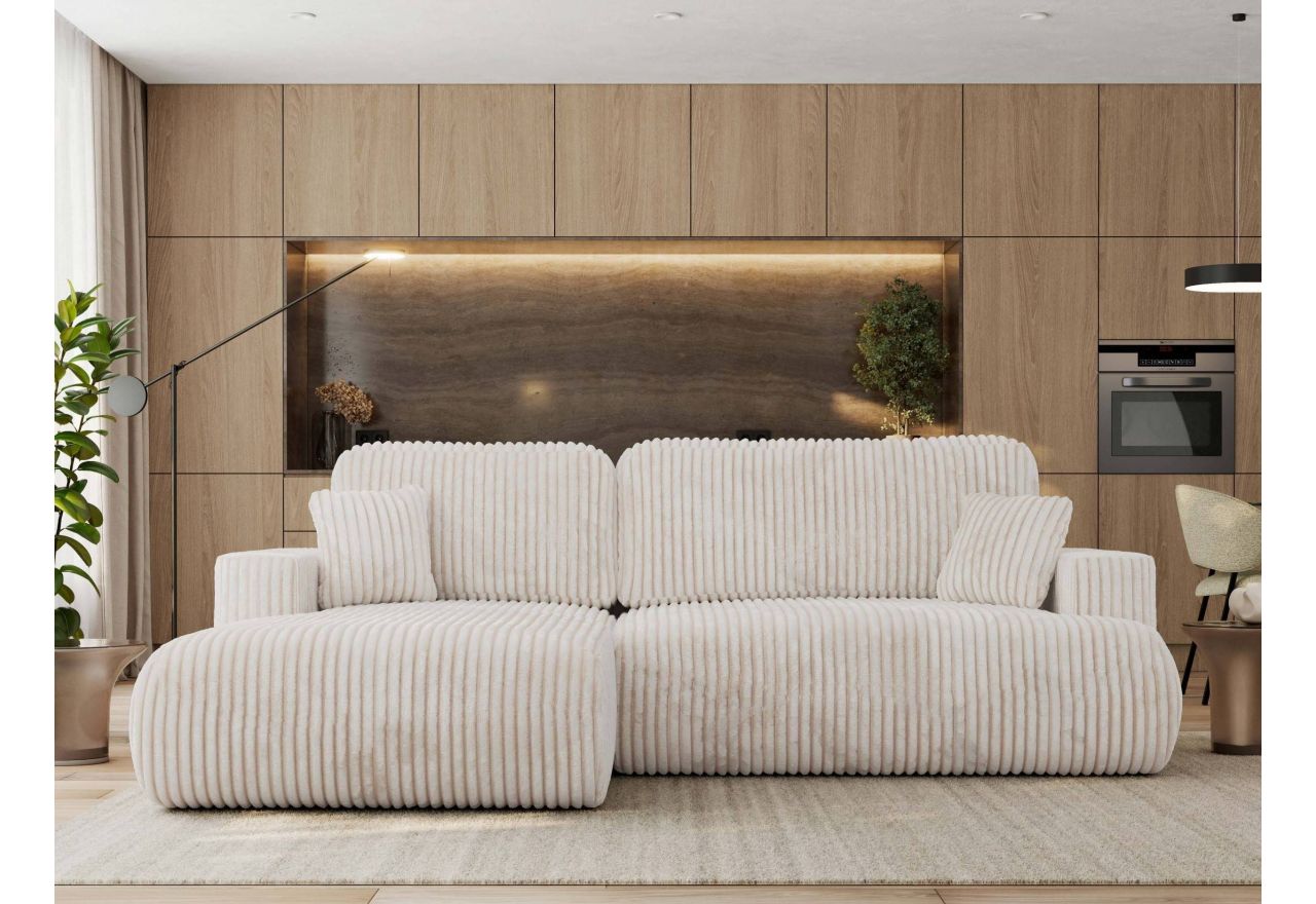 Narożnik - OVO L - strona lewa - beżowy, sztruks