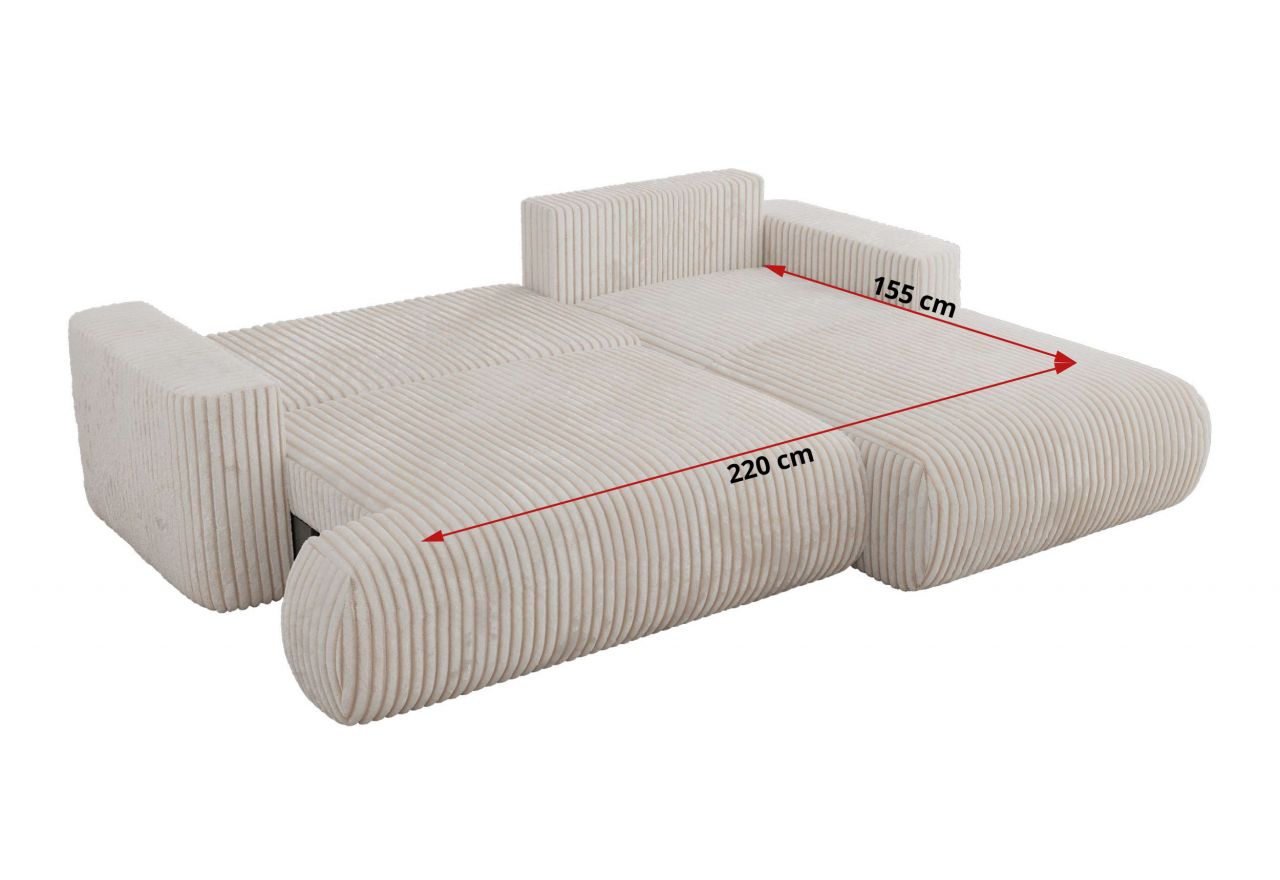 Narożnik - OVO L - strona lewa - beżowy, sztruks