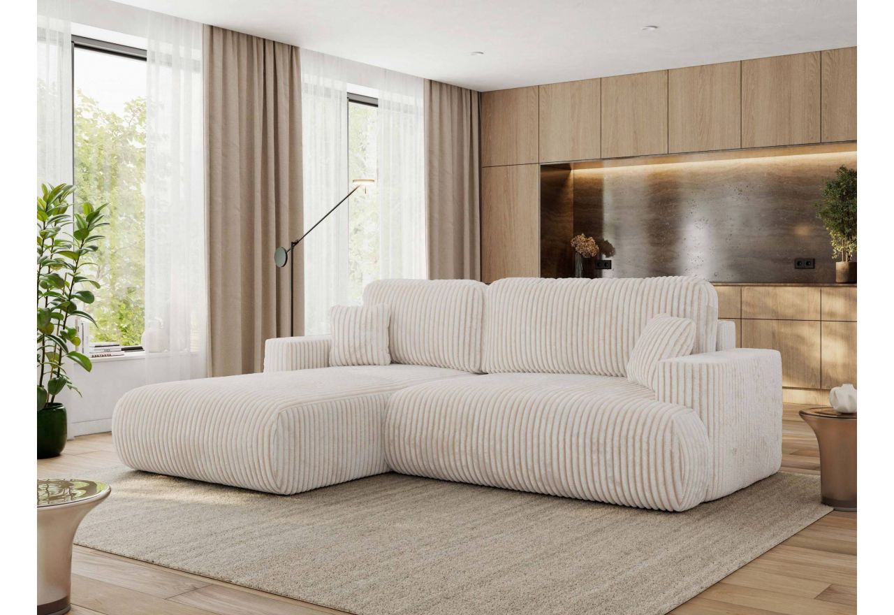 Narożnik - OVO L - strona lewa - beżowy, sztruks