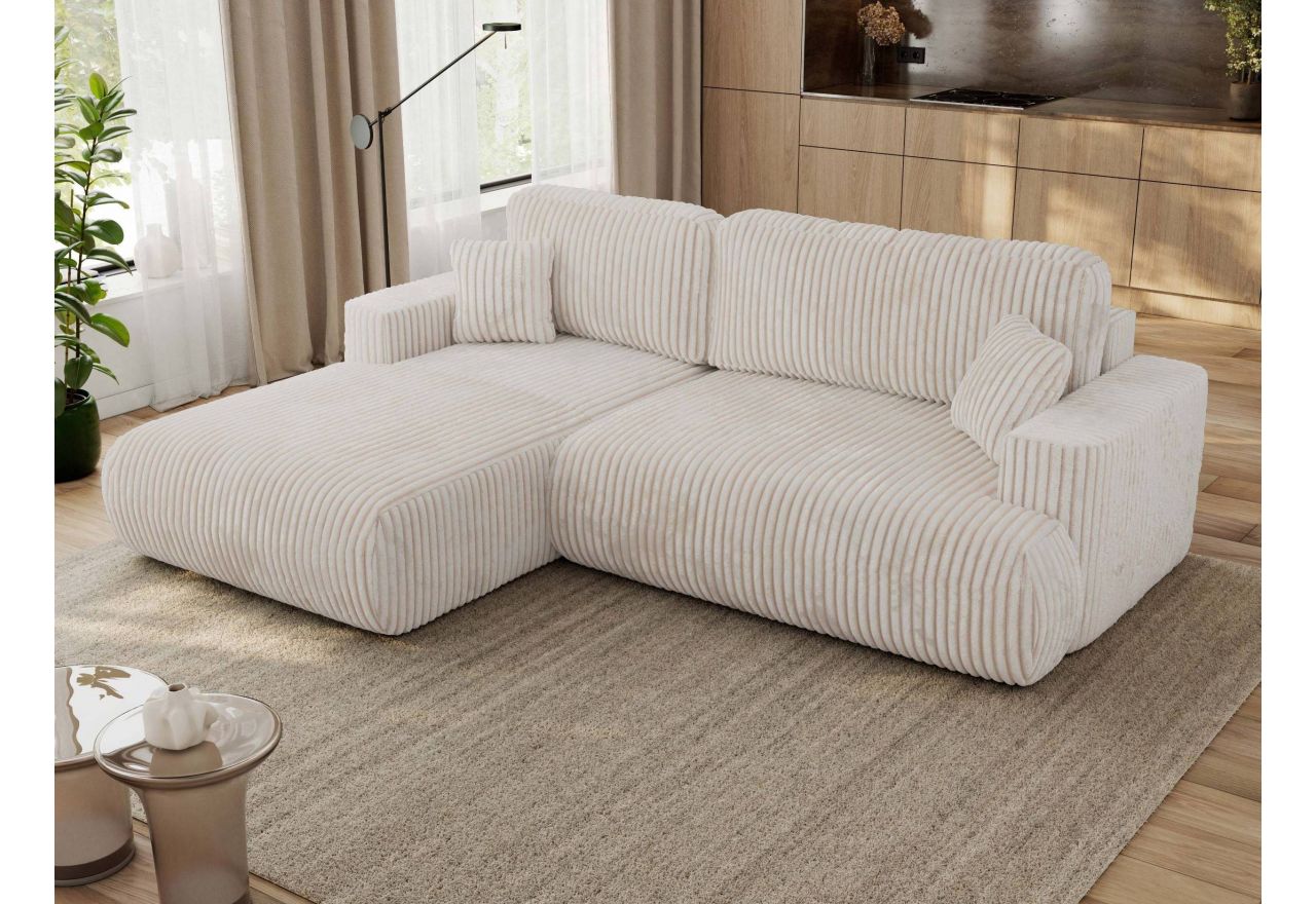 Narożnik - OVO L - strona lewa - beżowy, sztruks