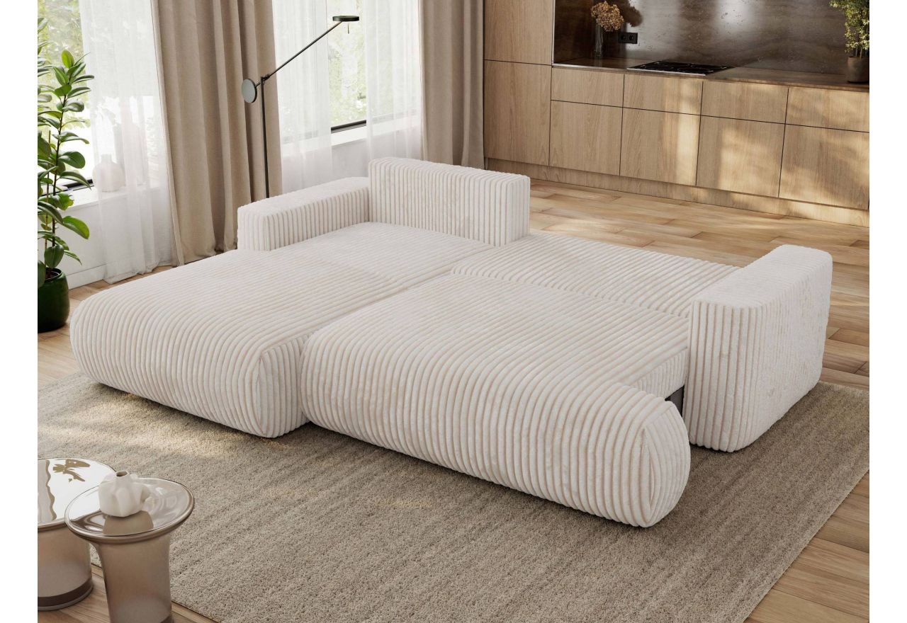 Narożnik - OVO L - strona lewa - beżowy, sztruks