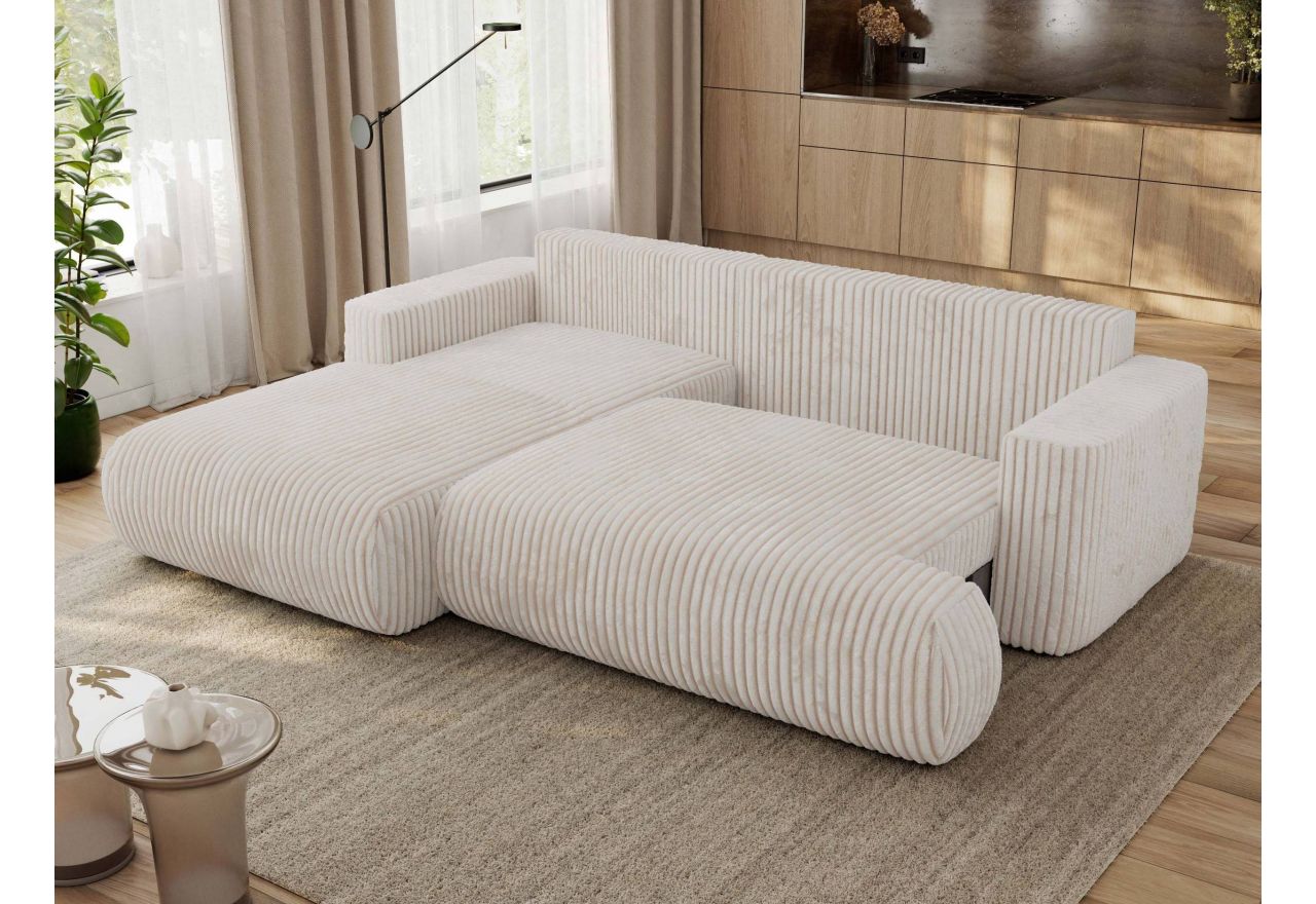 Narożnik - OVO L - strona lewa - beżowy, sztruks