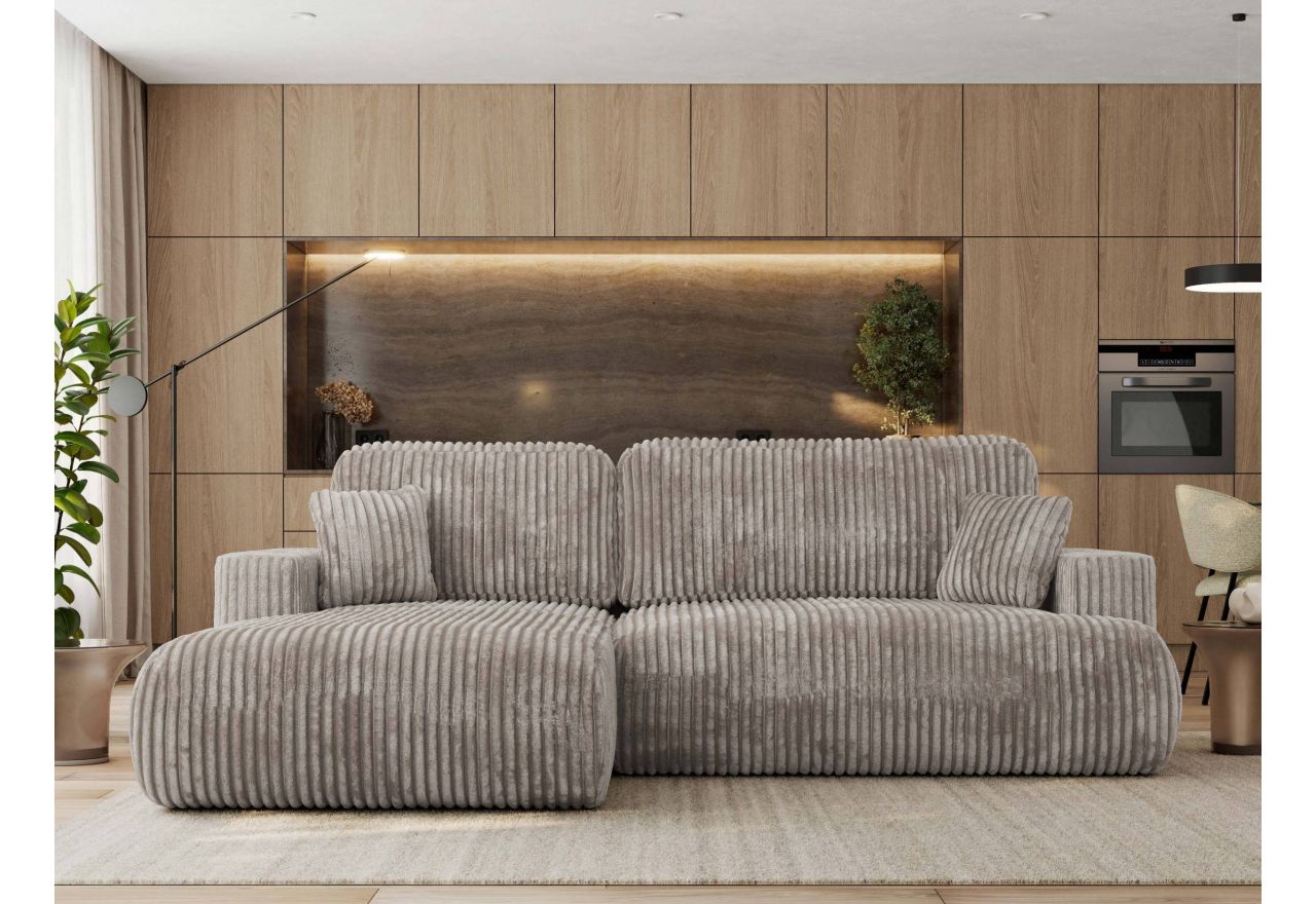 Narożnik - OVO L - strona lewa - jasnobrązowy, sztruks