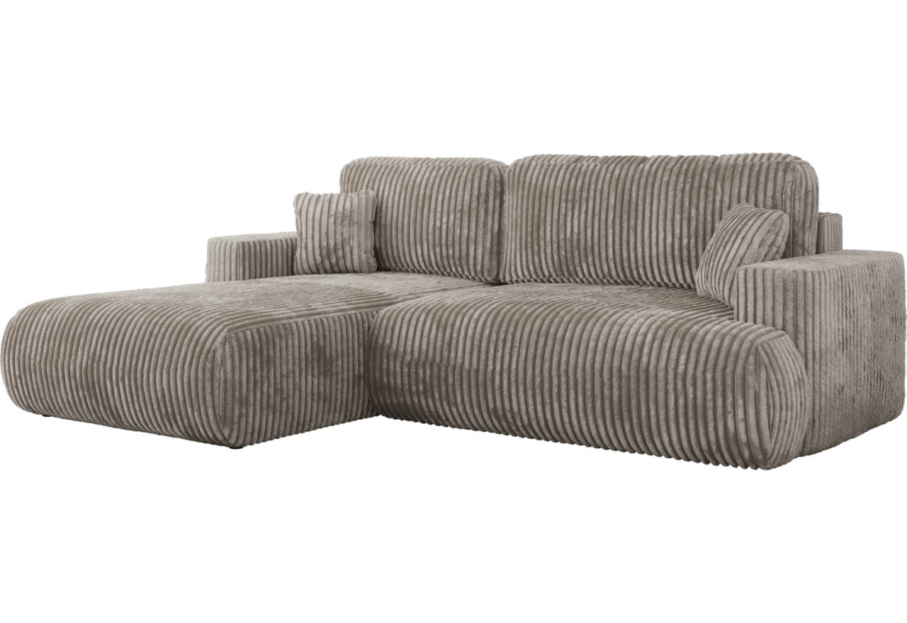 Narożnik - OVO L - strona lewa - jasnobrązowy, sztruks