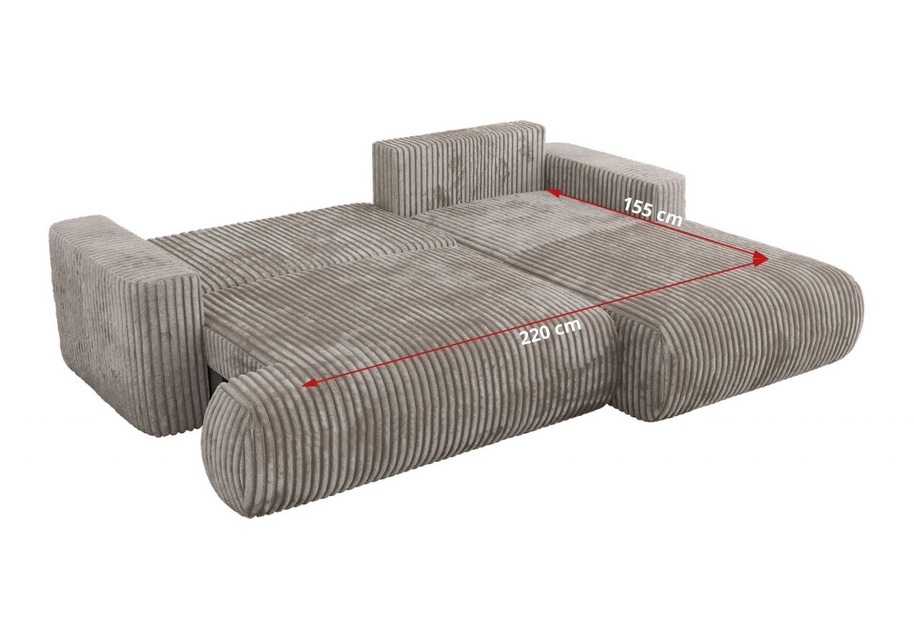 Narożnik - OVO L - strona lewa - jasnobrązowy, sztruks