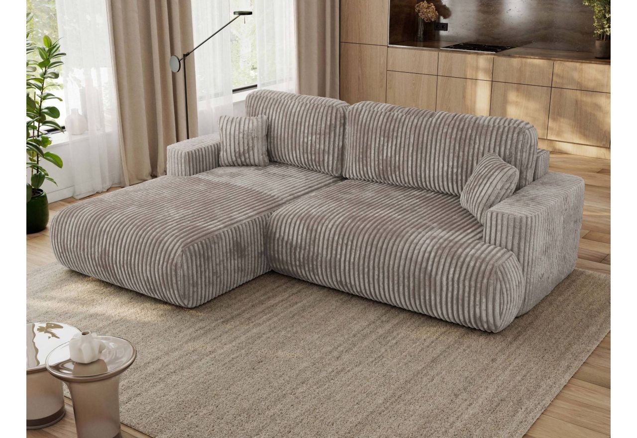 Narożnik - OVO L - strona lewa - jasnobrązowy, sztruks