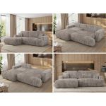 Narożnik - OVO L - strona lewa - jasnobrązowy, sztruks