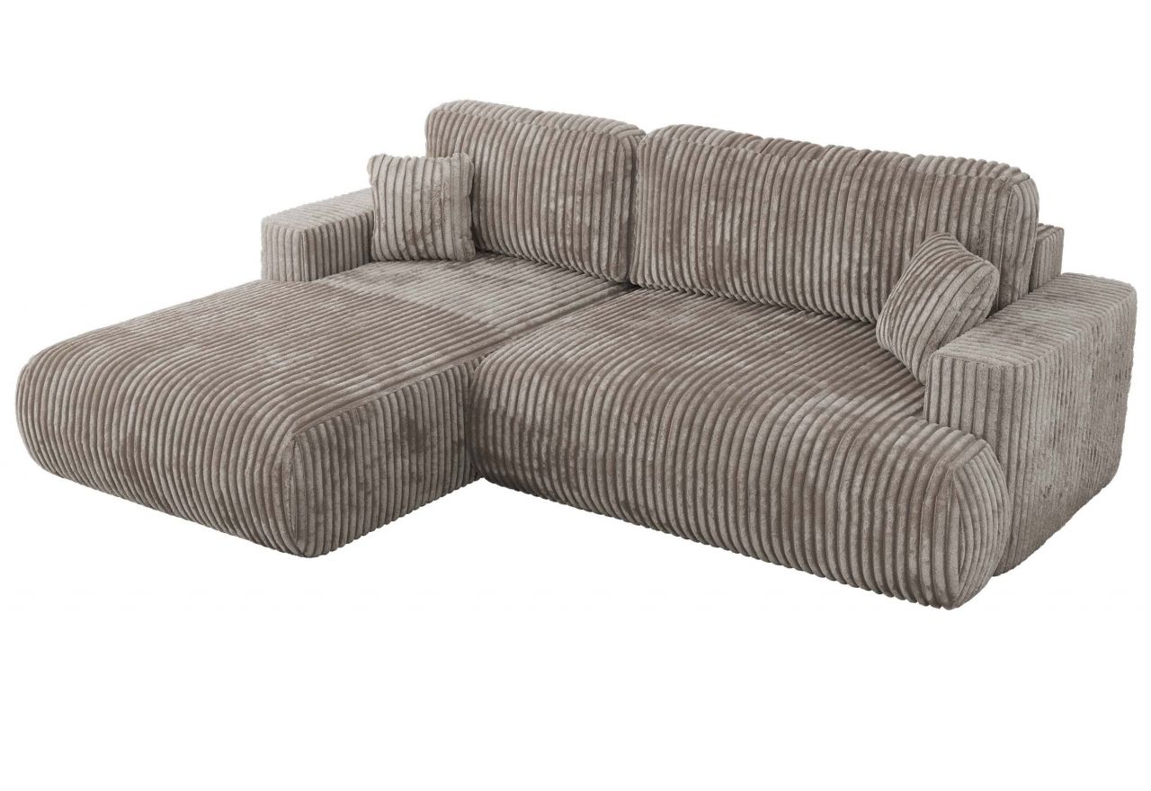 Narożnik - OVO L - strona lewa - jasnobrązowy, sztruks