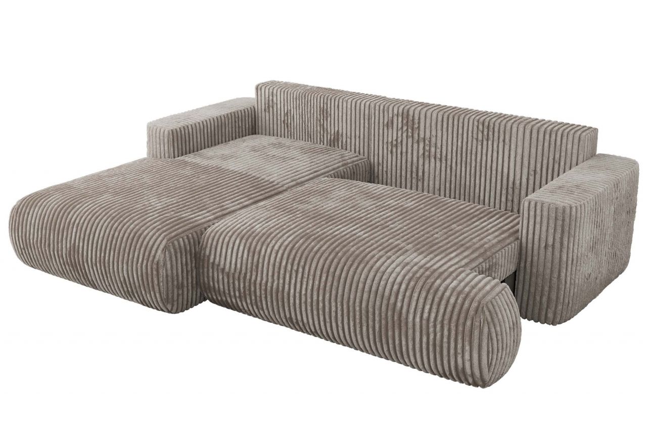 Narożnik - OVO L - strona lewa - jasnobrązowy, sztruks